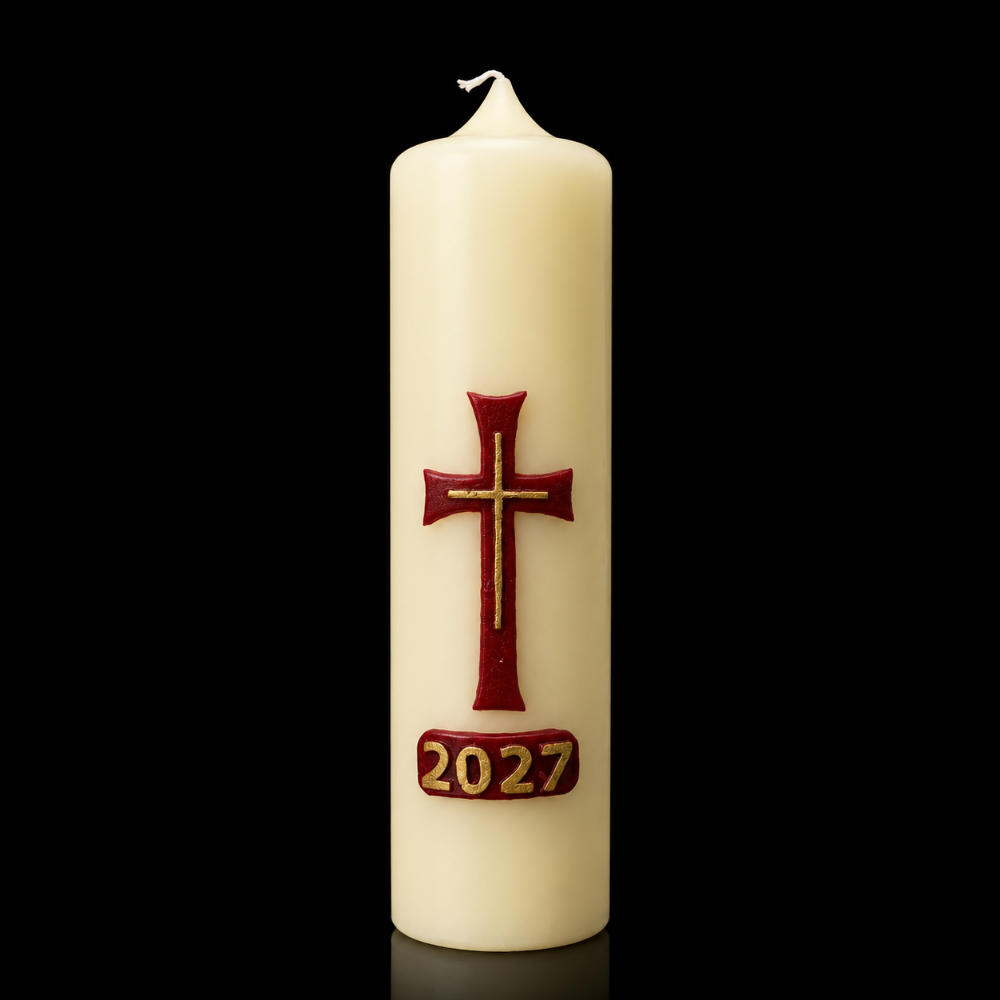 Simple Cross Home Paschal Candle - 3" x 12"