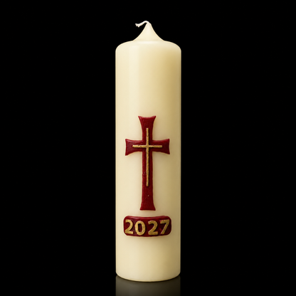 Simple Cross Home Paschal Candle - 3" x 12"