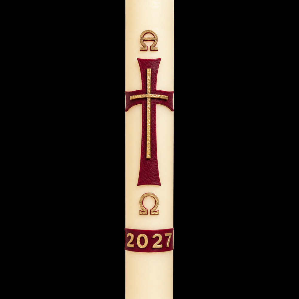 Simple Red Cross Paschal Candle