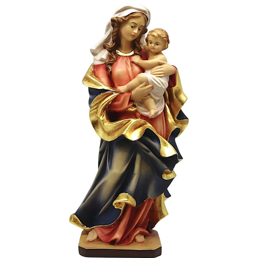Our Lady of the Heart with Child statue in carved wood from Val Gardena