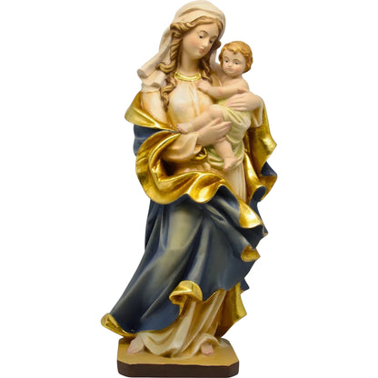 Our Lady of the Heart with Child statue in carved wood from Val Gardena