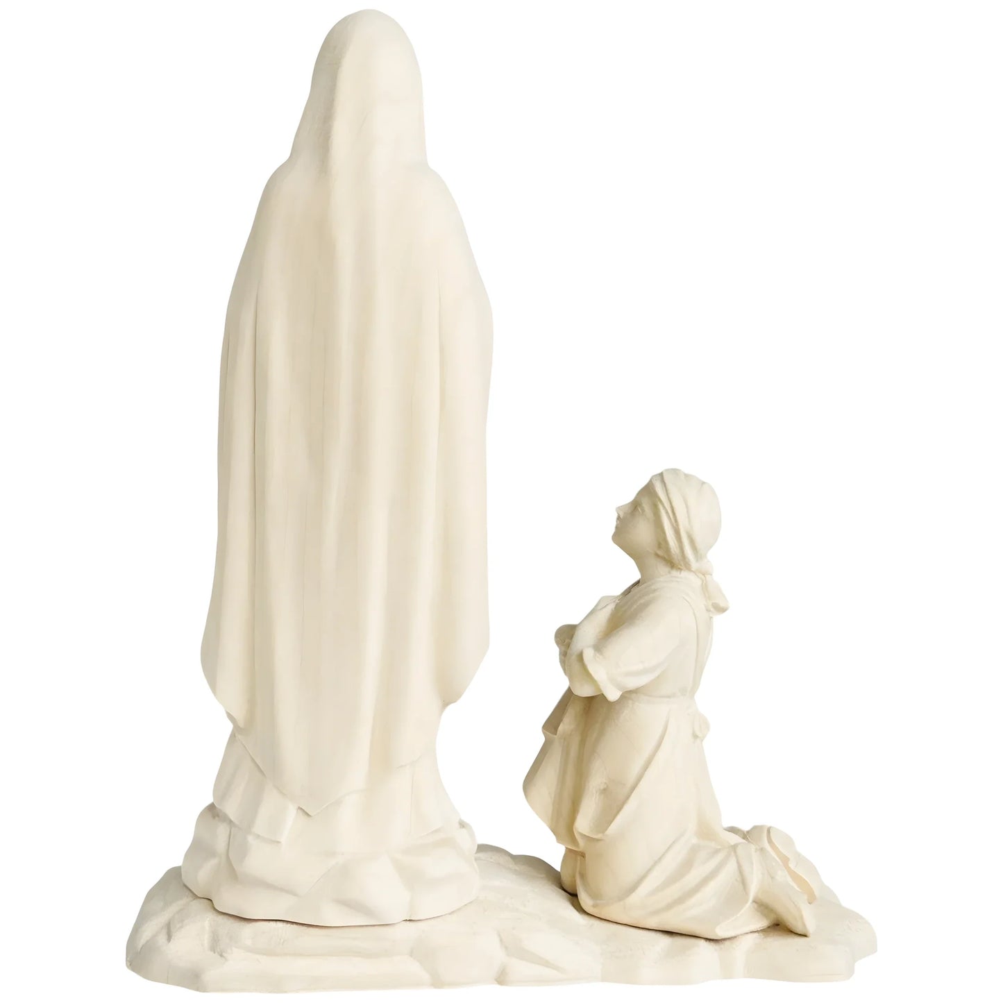 Statue Madonna of Lourdes with Bernadette in Val Gardena Wood