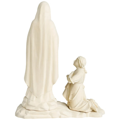 Statue Madonna of Lourdes with Bernadette in Val Gardena Wood