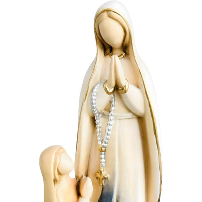 Our Lady of Lourdes and Saint Bernadette Carved Wood Statue