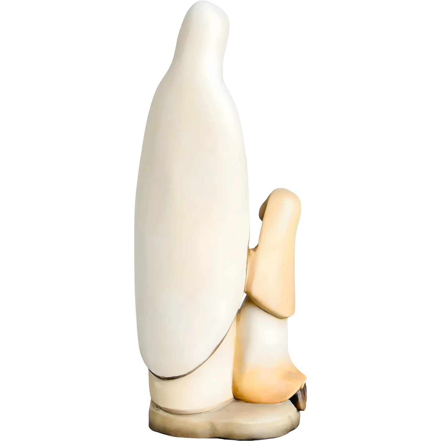 Our Lady of Lourdes and Saint Bernadette Carved Wood Statue