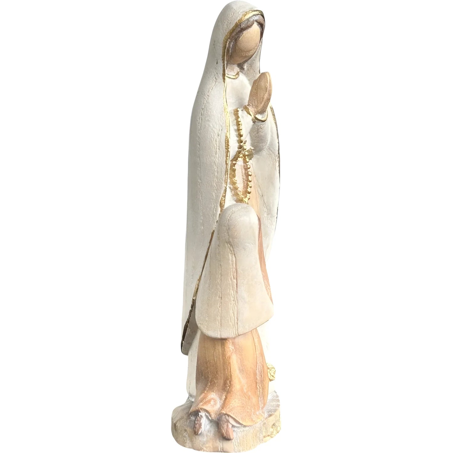 Our Lady of Lourdes and Saint Bernadette Carved Wood Statue