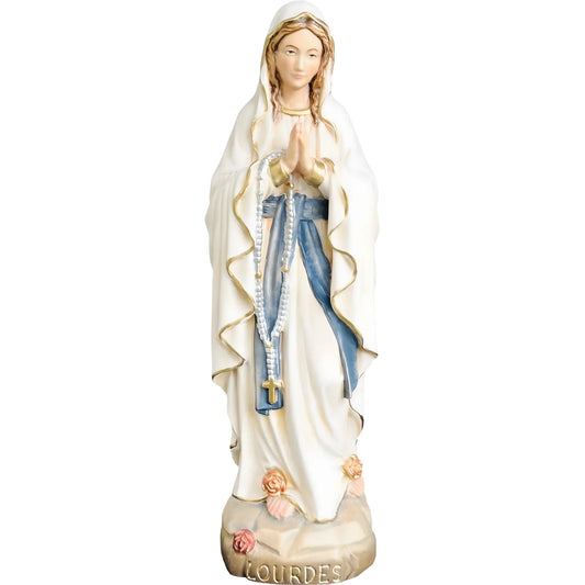 Hand-carved Lourdes Madonna statue in maple and linden wood