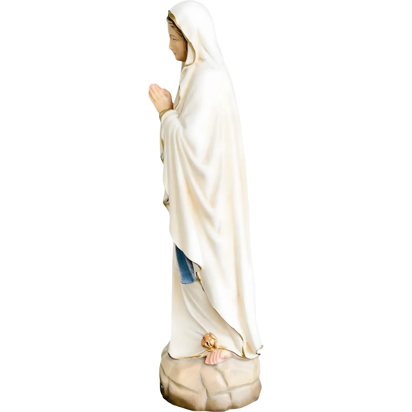 Hand-carved Lourdes Madonna statue in maple and linden wood