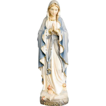 Hand-carved Lourdes Madonna statue in maple and linden wood