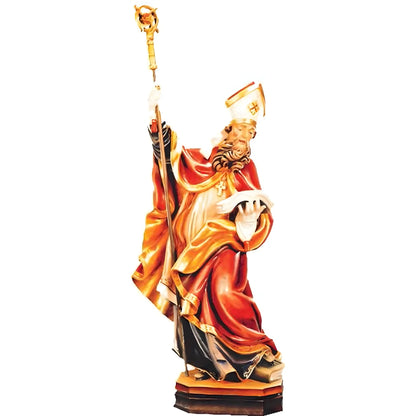 Saint Albert Bishop with Book Statue, Wood Carving from Val Gardena