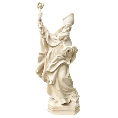 Saint Albert Bishop with Book Statue, Wood Carving from Val Gardena