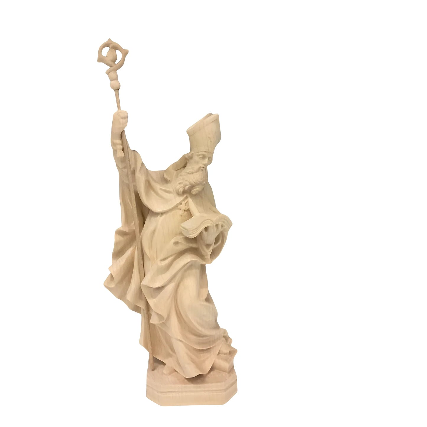 Statue Saint Caius Pope in Carved Wood from Val Gardena, Colored Finish