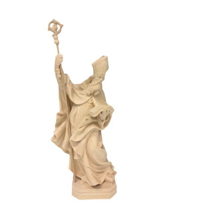 Statue Saint Caius Pope in Carved Wood from Val Gardena, Colored Finish