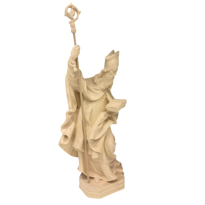 Statue Saint Caius Pope in Carved Wood from Val Gardena, Colored Finish