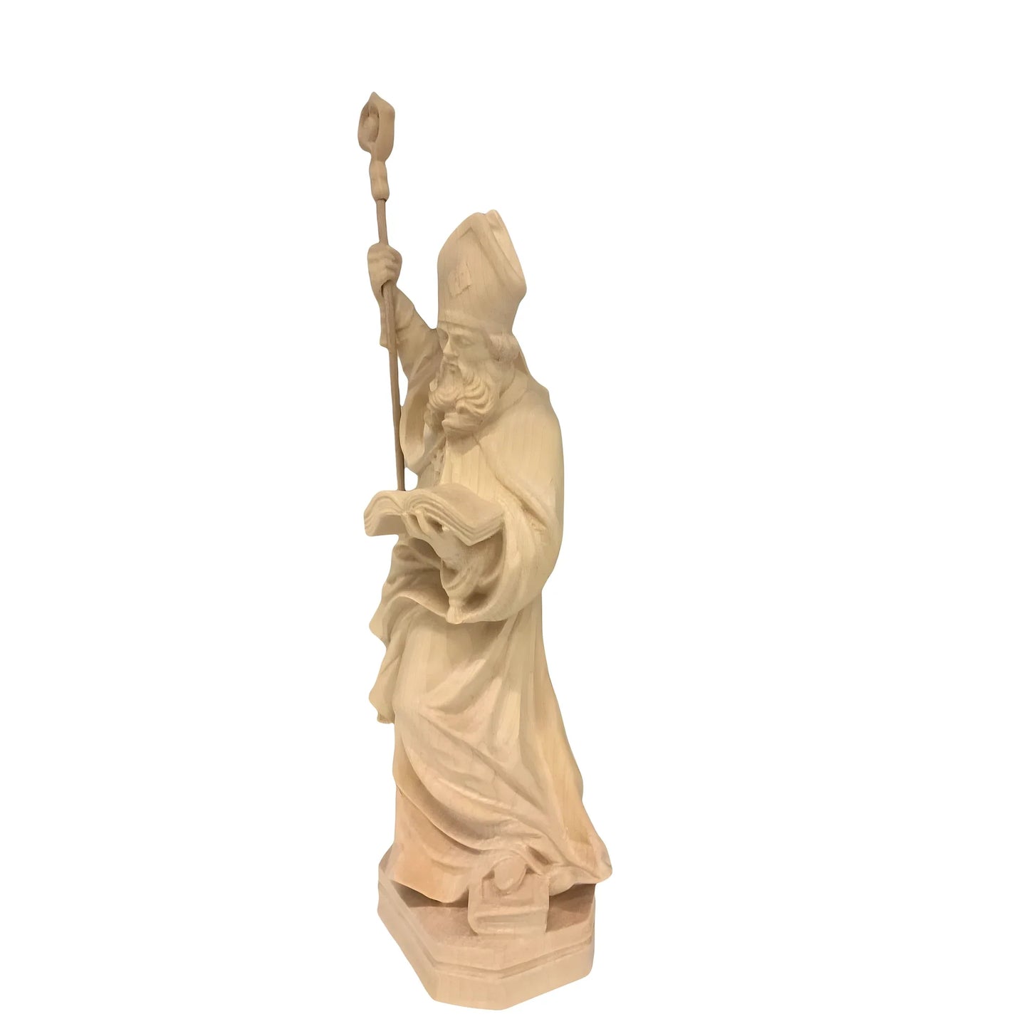 Statue Saint Caius Pope in Carved Wood from Val Gardena, Colored Finish