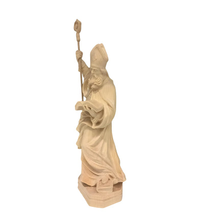 Statue Saint Caius Pope in Carved Wood from Val Gardena, Colored Finish