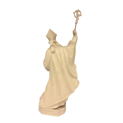 Statue Saint Caius Pope in Carved Wood from Val Gardena, Colored Finish