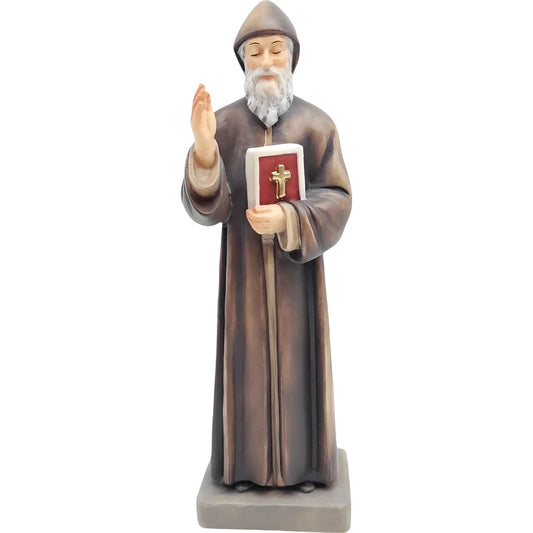 St. Charbel Makhlouf Statue in Hand-Carved Wood Val Gardena