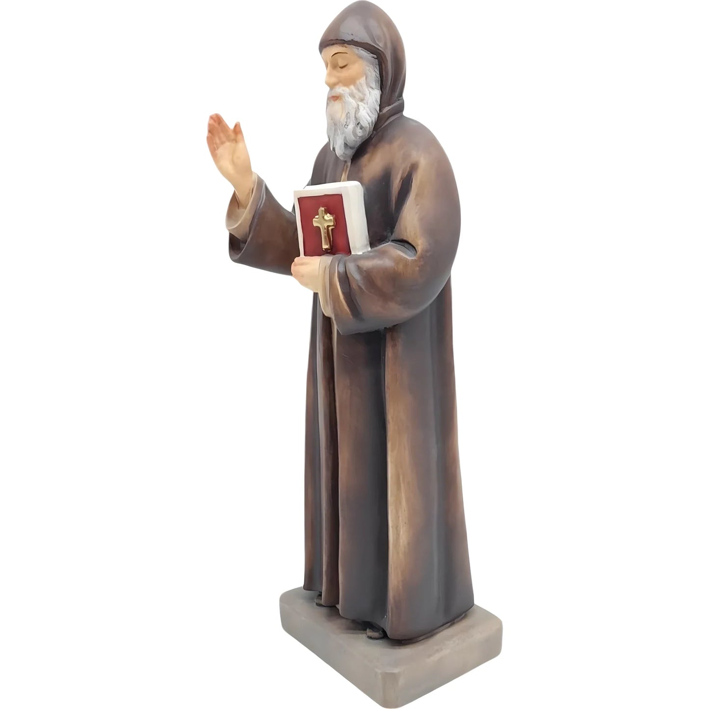 St. Charbel Makhlouf Statue in Hand-Carved Wood Val Gardena
