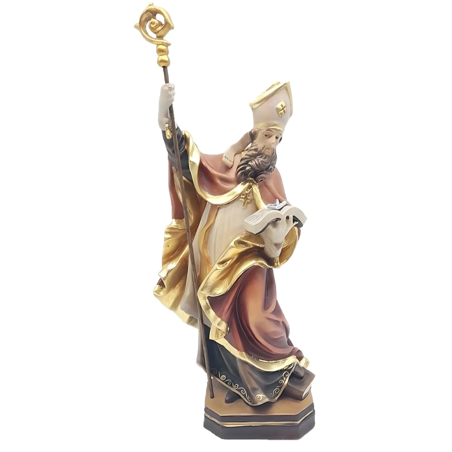 St. Clement Statue in Hand-Carved Wood from Val Gardena, Anchor Symbol