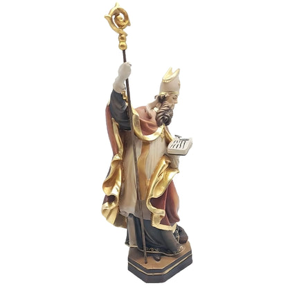 St. Clement Statue in Hand-Carved Wood from Val Gardena, Anchor Symbol