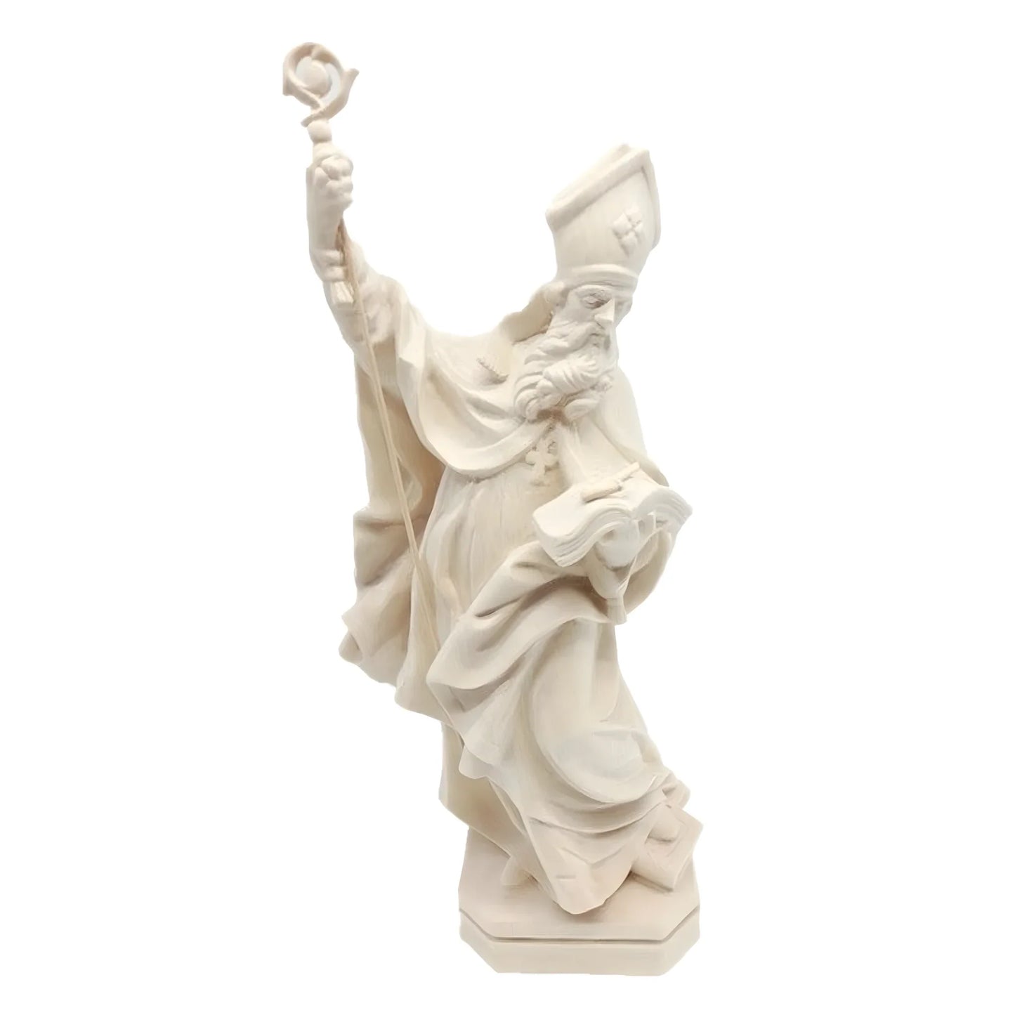 St. Clement Statue in Hand-Carved Wood from Val Gardena, Anchor Symbol