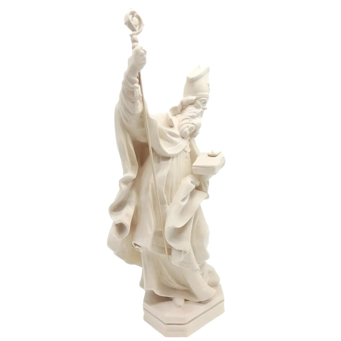 St. Clement Statue in Hand-Carved Wood from Val Gardena, Anchor Symbol