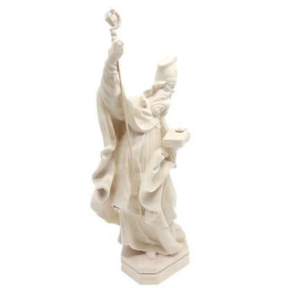 St. Clement Statue in Hand-Carved Wood from Val Gardena, Anchor Symbol