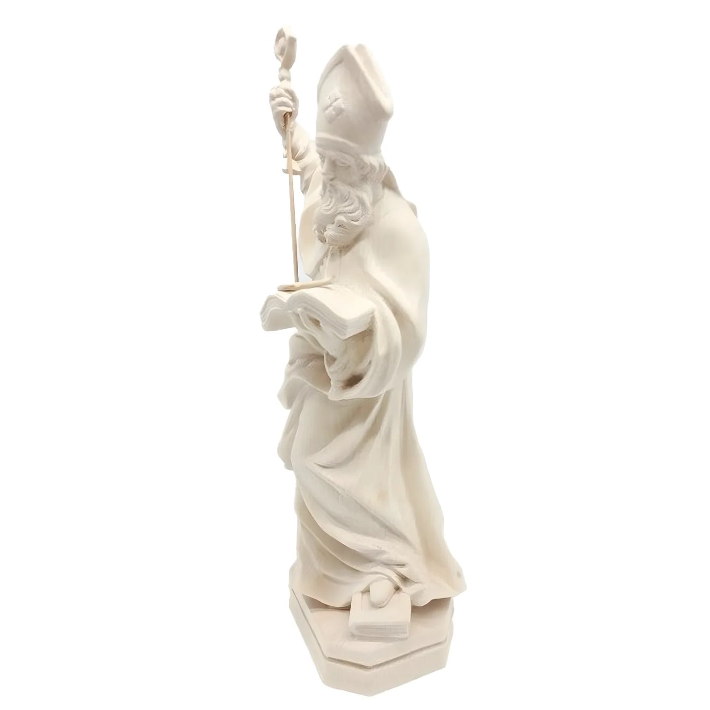St. Clement Statue in Hand-Carved Wood from Val Gardena, Anchor Symbol