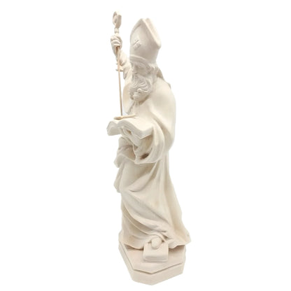 St. Clement Statue in Hand-Carved Wood from Val Gardena, Anchor Symbol