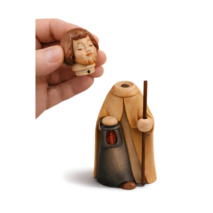 Saint Joseph Statue with Staff and Lantern | Val Gardena Maple Wood