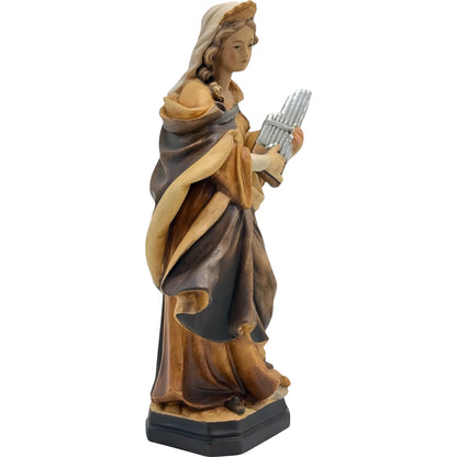 St. Cecilia, Patron Saint of Music Statue with Organ | Wood Carving from Val Gardena