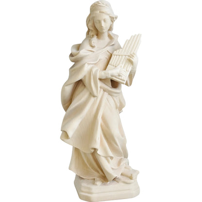 St. Cecilia, Patron Saint of Music Statue with Organ | Wood Carving from Val Gardena
