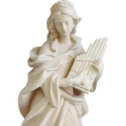 St. Cecilia, Patron Saint of Music Statue with Organ | Wood Carving from Val Gardena