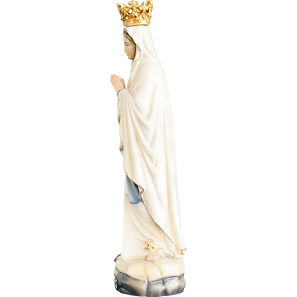 Our Lady of Lourdes Statue with Golden Crown in Carved Wood