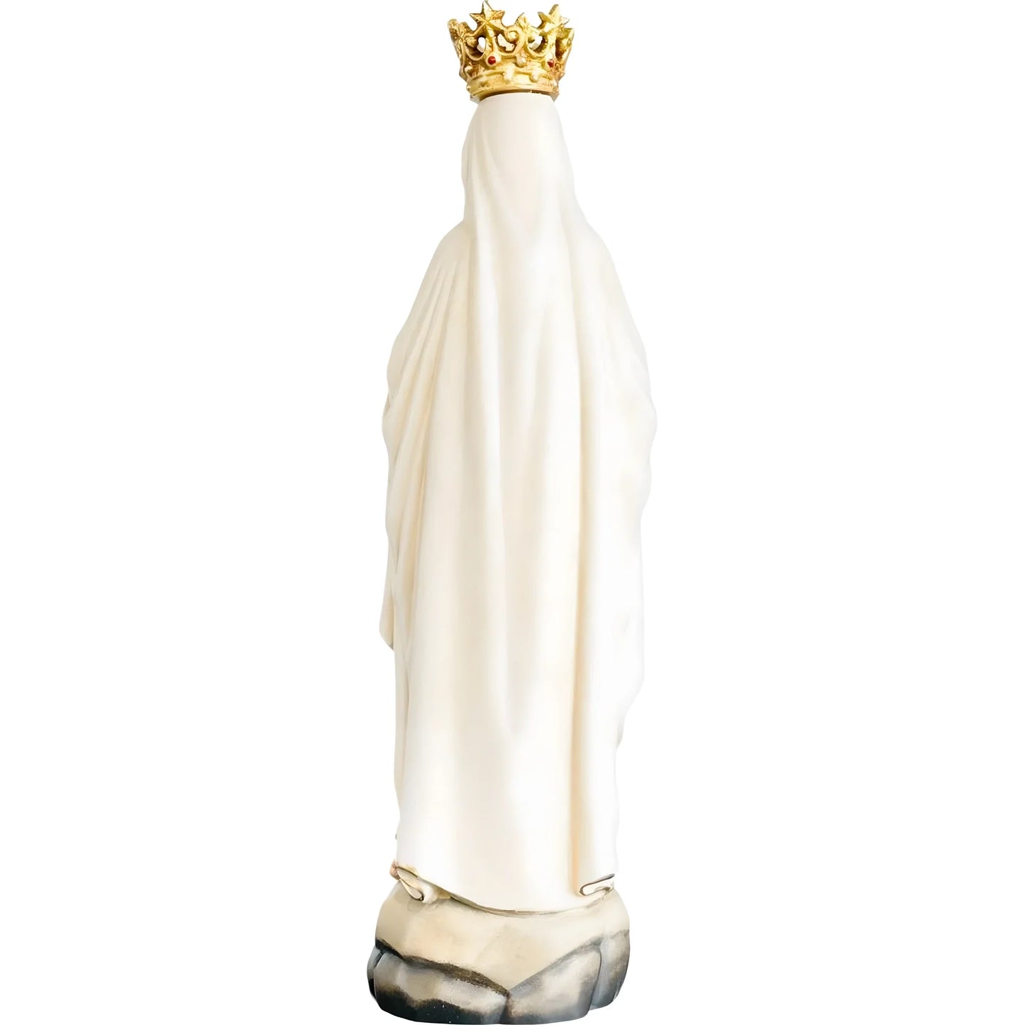 Our Lady of Lourdes Statue with Golden Crown in Carved Wood