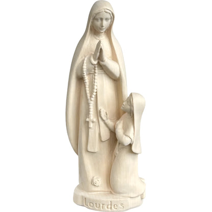 Statue of Our Lady of Lourdes with Saint Bernadette in Wood, Val Gardena
