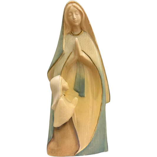 Our Lady of Lourdes Statue in Hand-Carved Wood Val Gardena