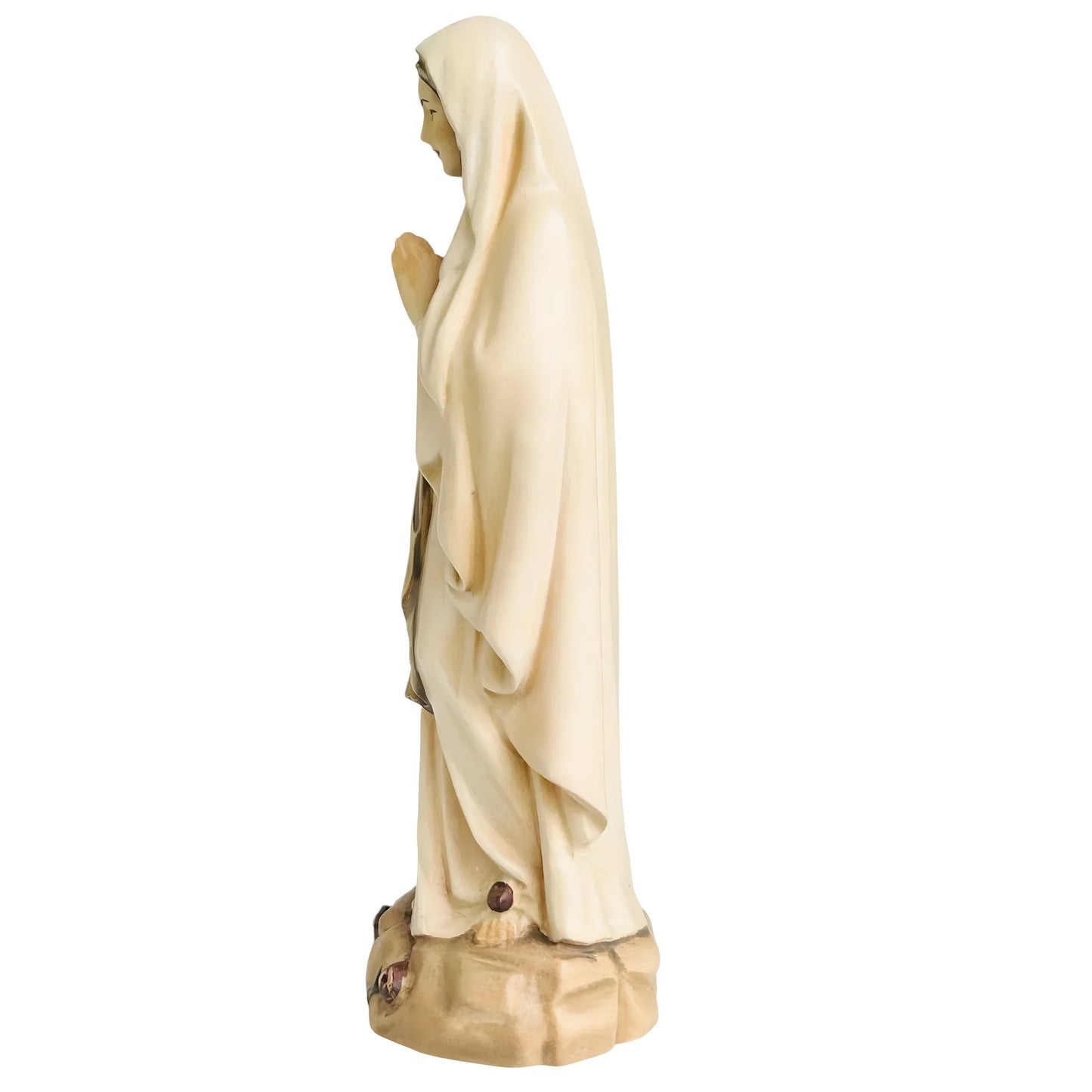 Hand-Carved Wooden Statue of Our Lady of Lourdes in Val Gardena