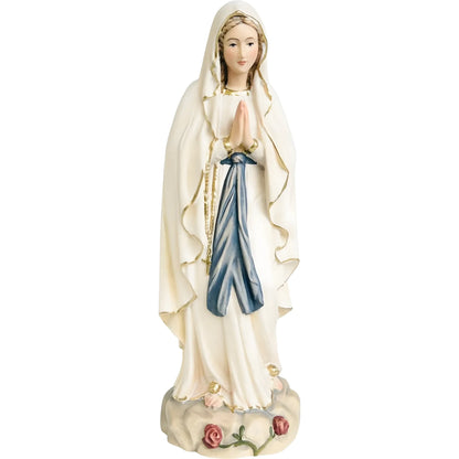 Hand-Carved Wooden Statue of Our Lady of Lourdes in Val Gardena