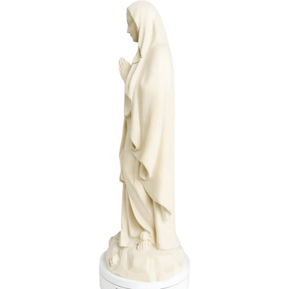 Hand-Carved Wooden Statue of Our Lady of Lourdes in Val Gardena