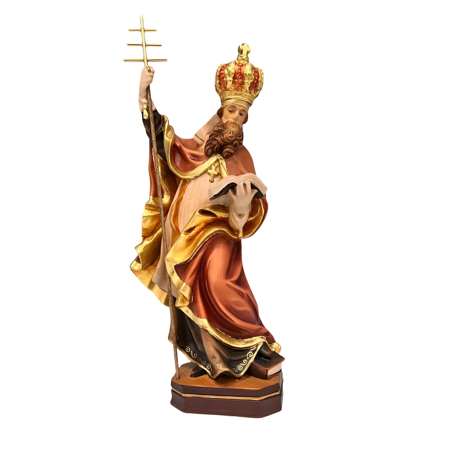 Statue of Saint Celestine V, Pope and Hermit | Sacred Sculpture in Val Gardena Wood