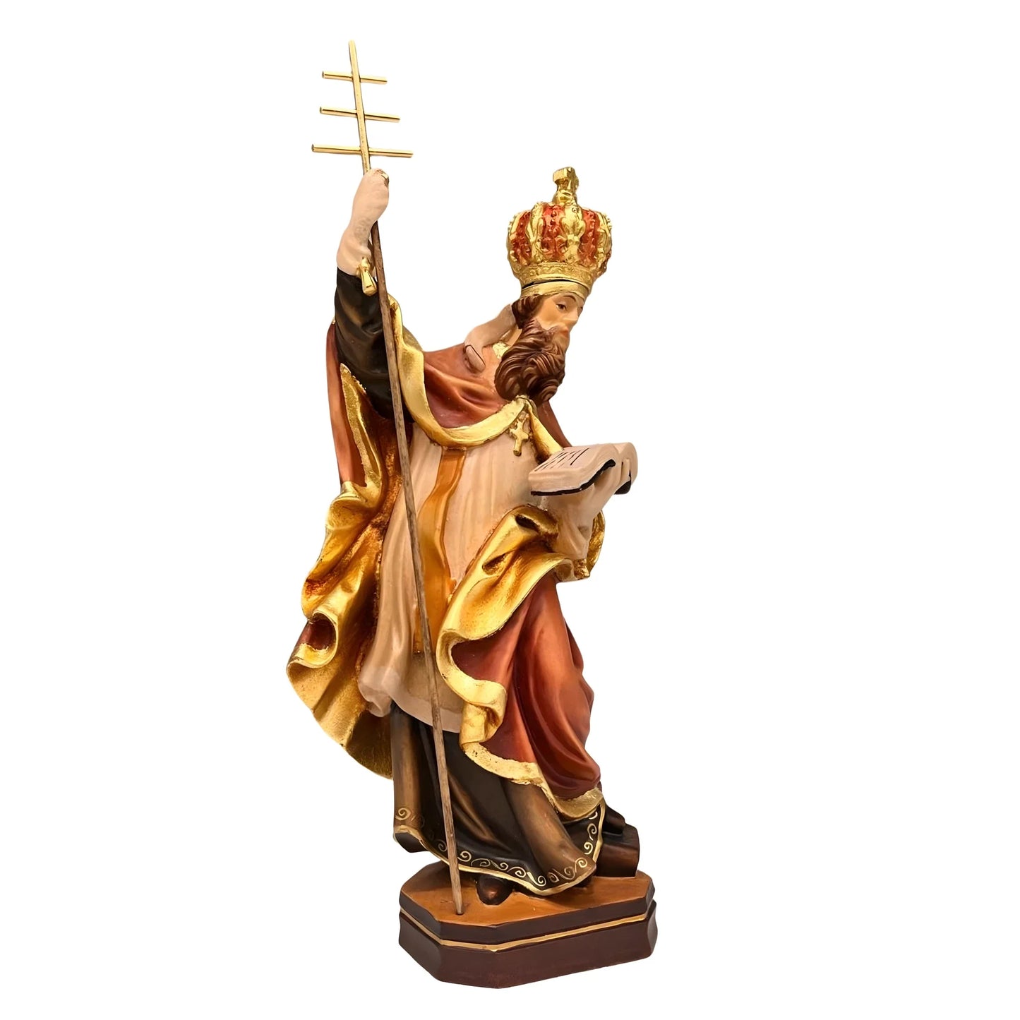 Statue of Saint Celestine V, Pope and Hermit | Sacred Sculpture in Val Gardena Wood