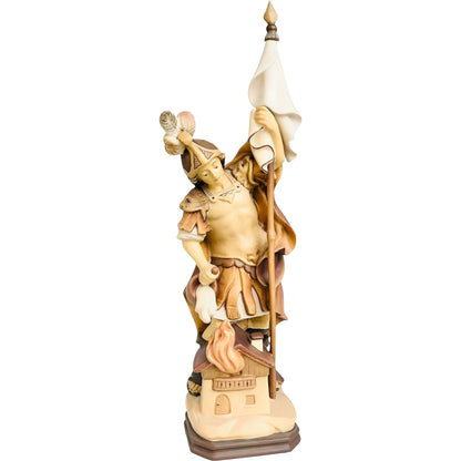Hand-Carved Wooden Saint Florian Statue from Val Gardena
