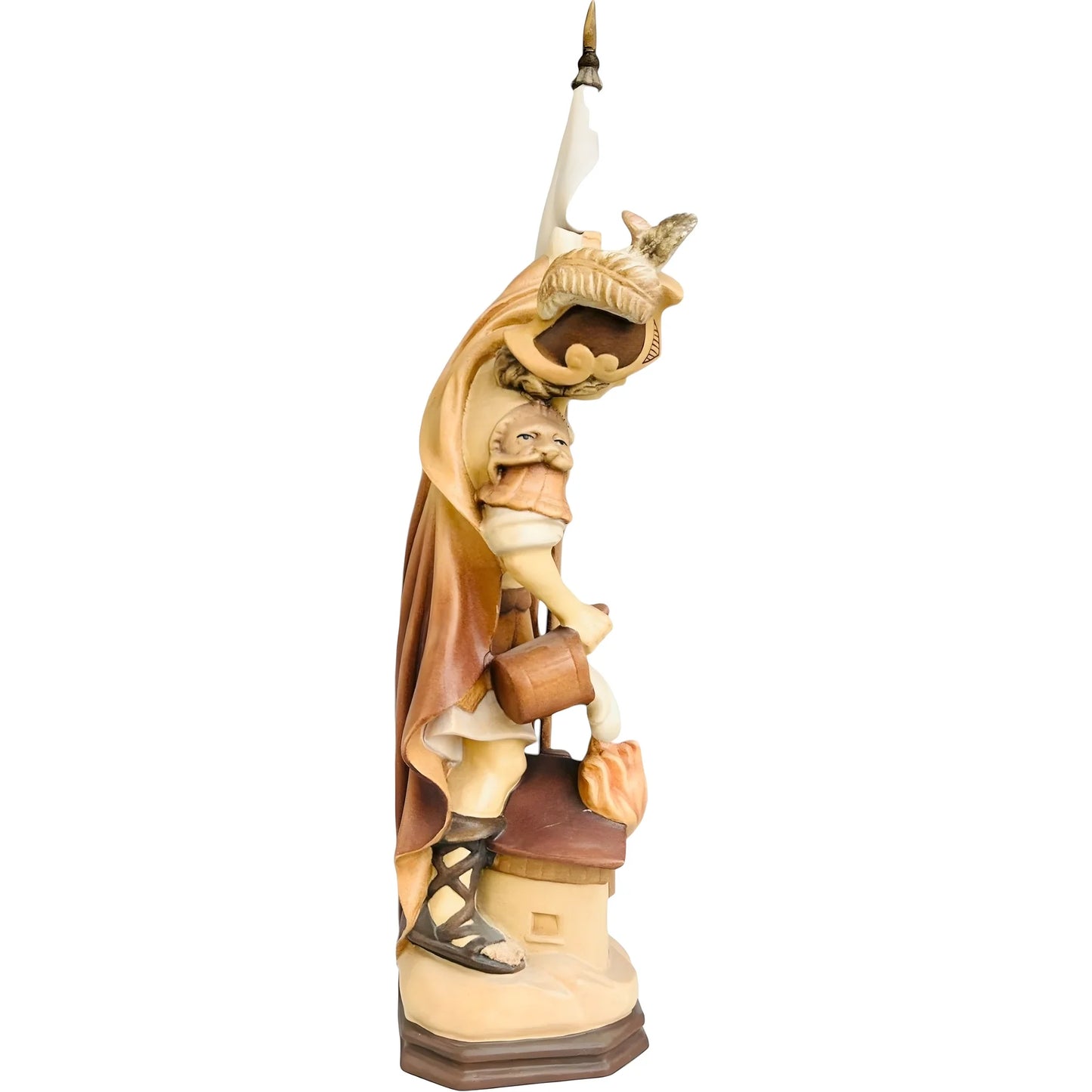 Hand-Carved Wooden Saint Florian Statue from Val Gardena