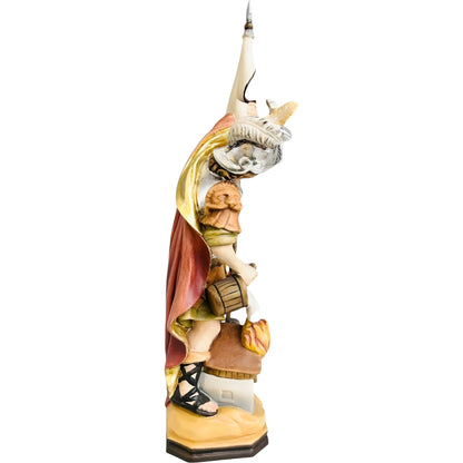 Hand-Carved Wooden Saint Florian Statue from Val Gardena