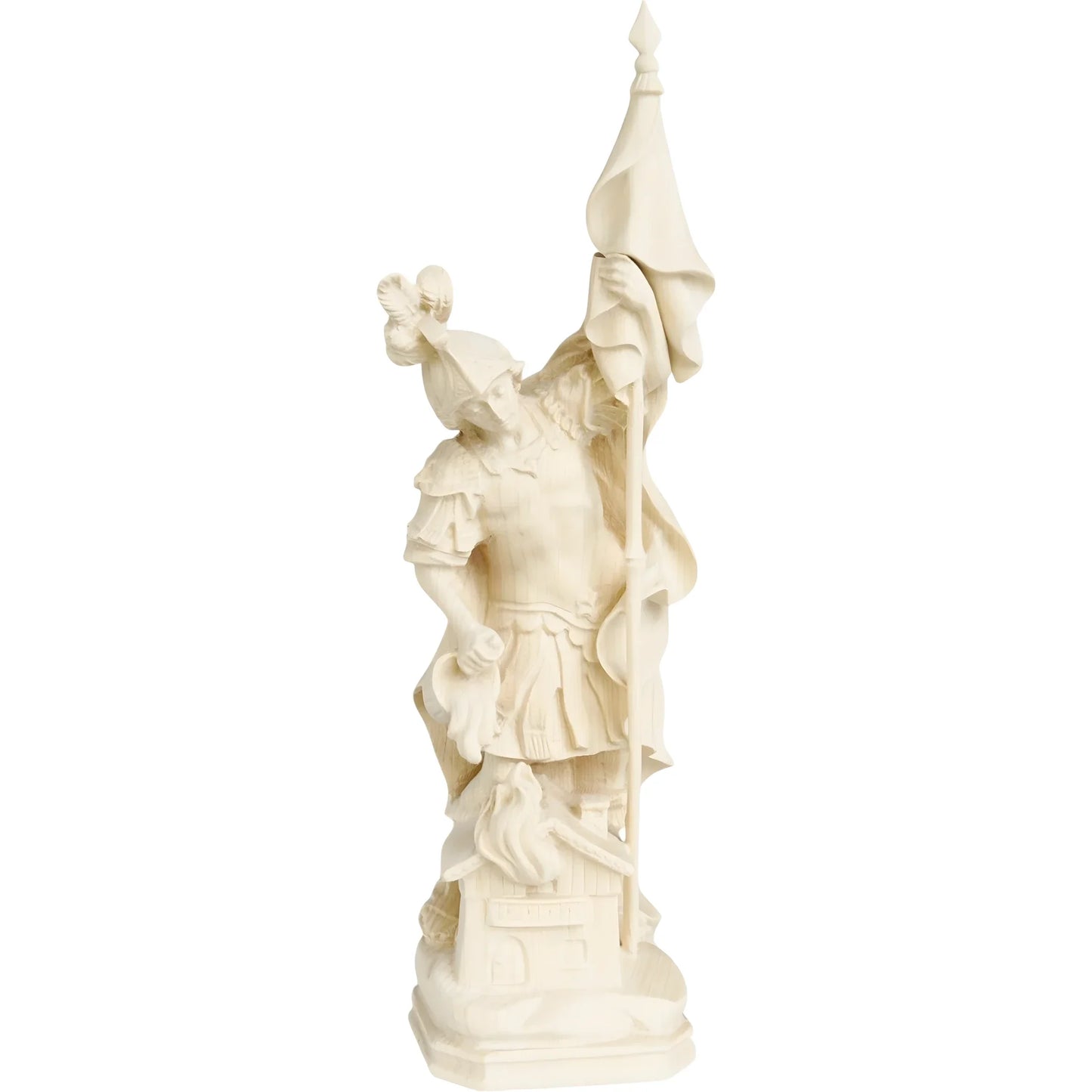 Hand-Carved Wooden Saint Florian Statue from Val Gardena