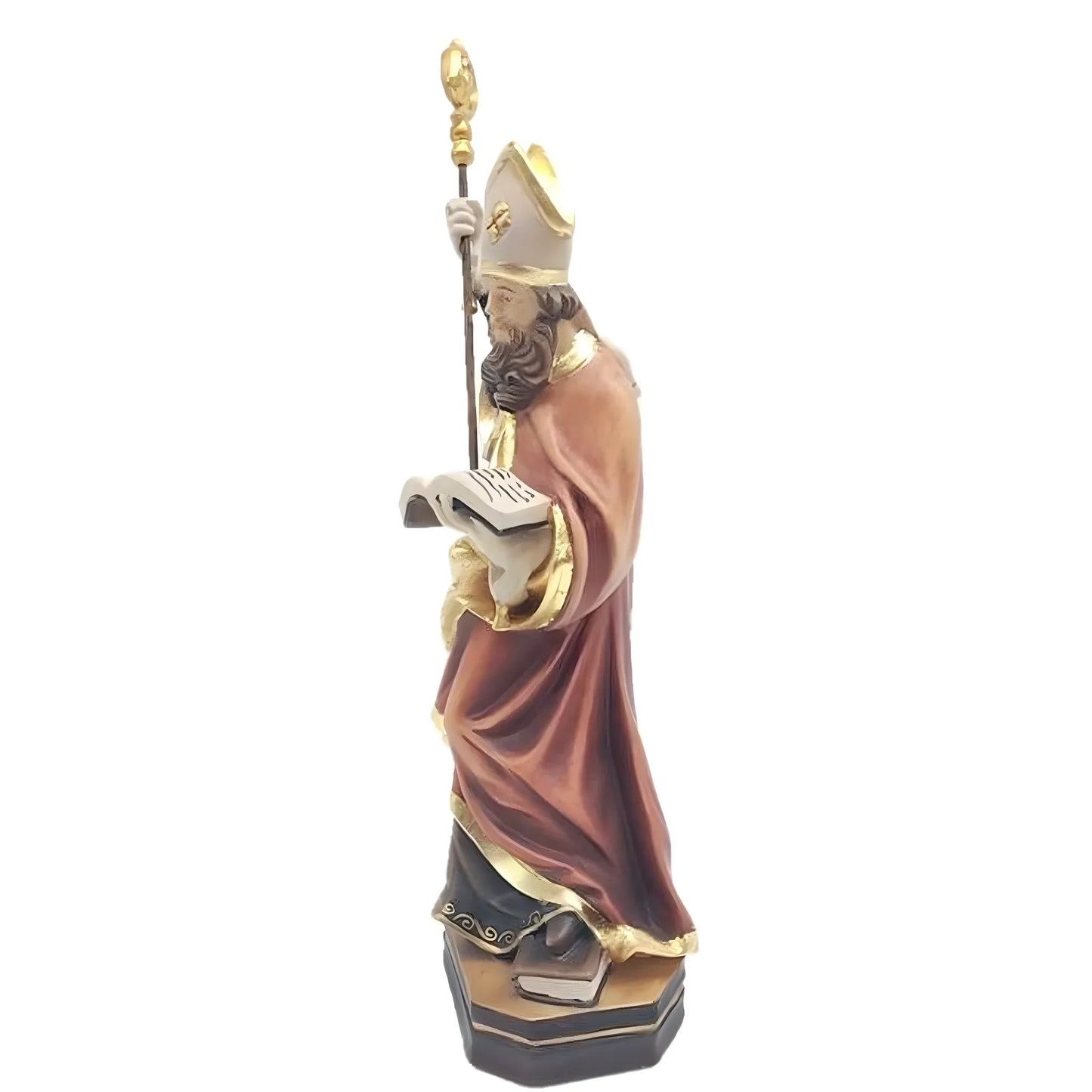 Saint Albinus Bishop statue in polychrome wood - Artistic Carving Val Gardena