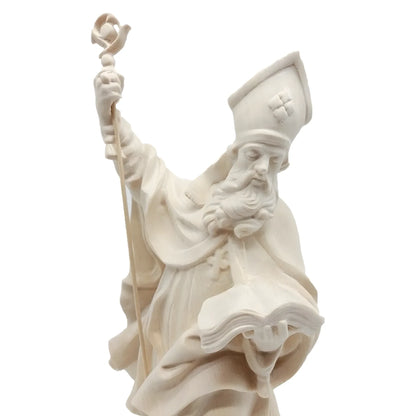 Saint Albinus Bishop statue in polychrome wood - Artistic Carving Val Gardena