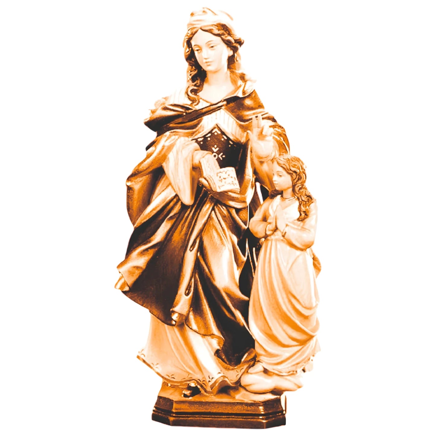 Polychrome Wood Statue of Saint Anne with Baby Mary